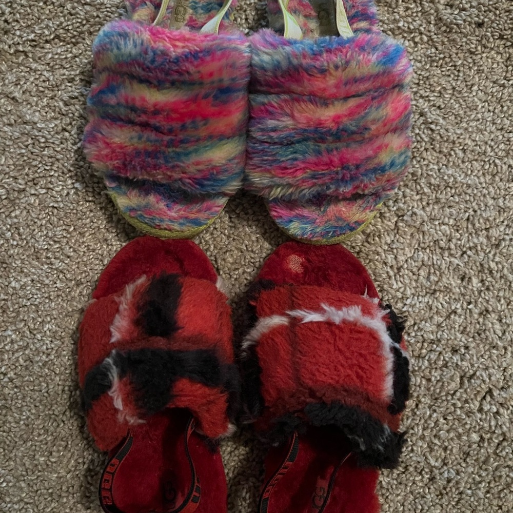 UGGs Colorful Fuzzy Slippers Set size 12T